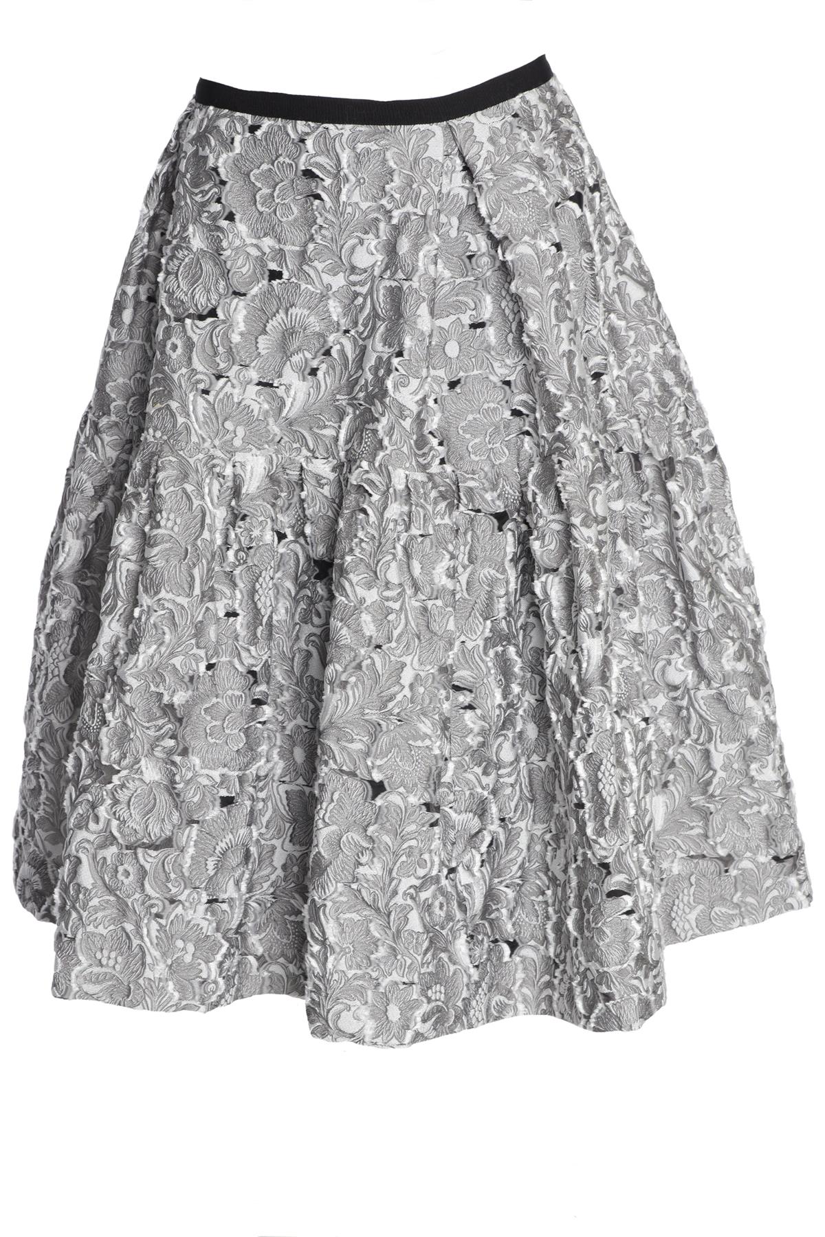 ERDEM GREY JACQUARD MIDI SKIRT UK 10