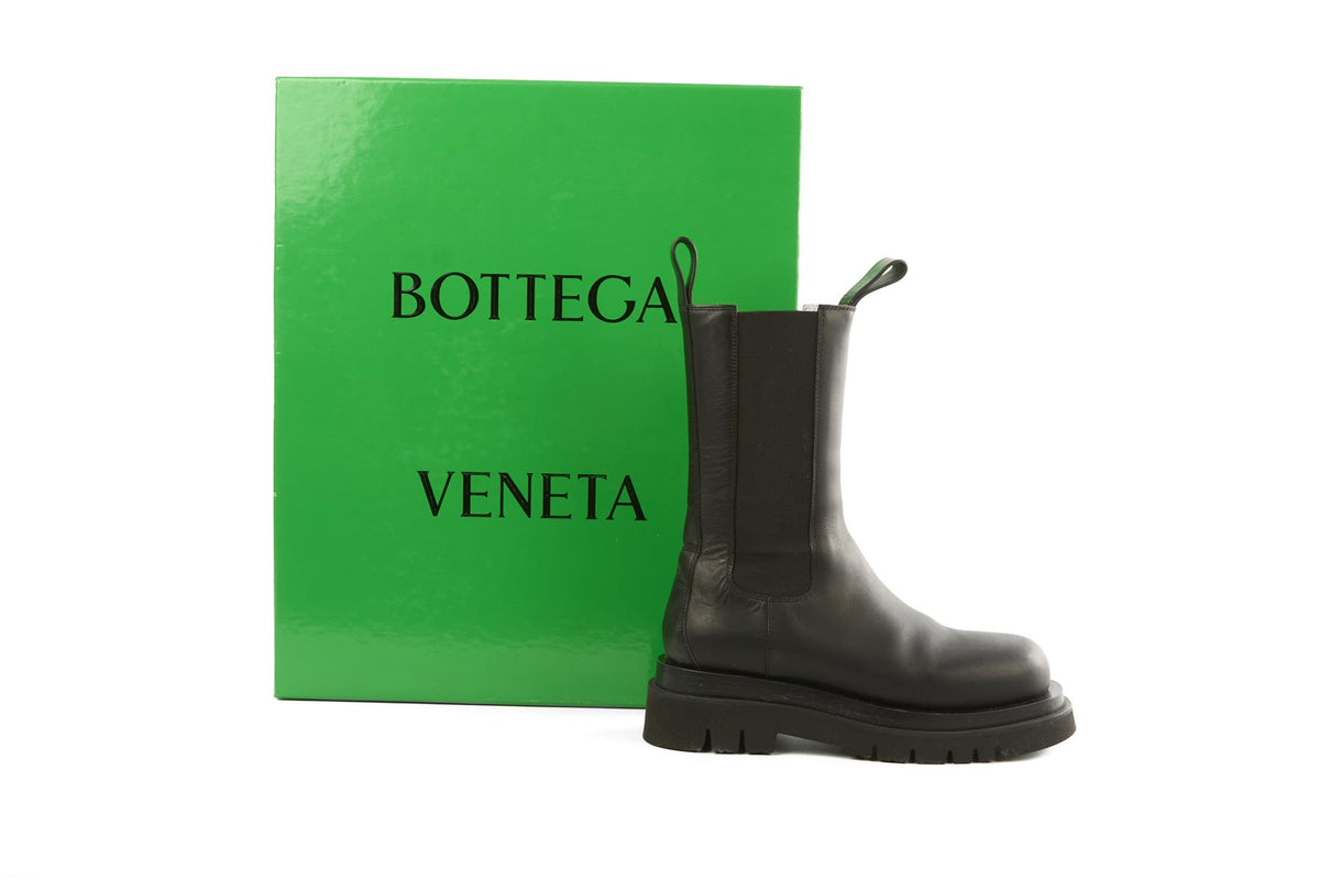 BOTTEGA VENETA BLACK LUG LEATHER ANKLE BOOTS EU 36 UK 3 US 6