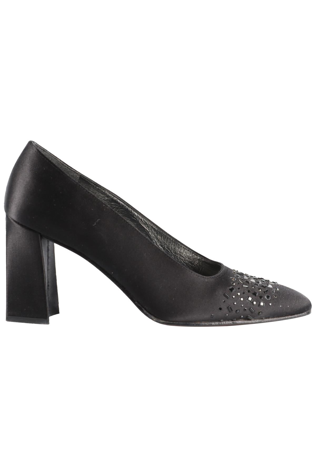 STUART WEITZMAN BLACK SATIN PUMPS