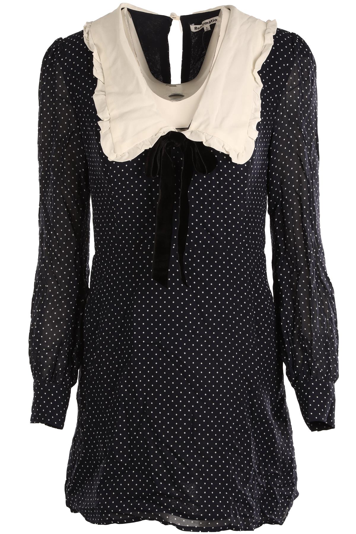 REFORMATION NAVY CREPE MINI DRESS US 8 UK 4