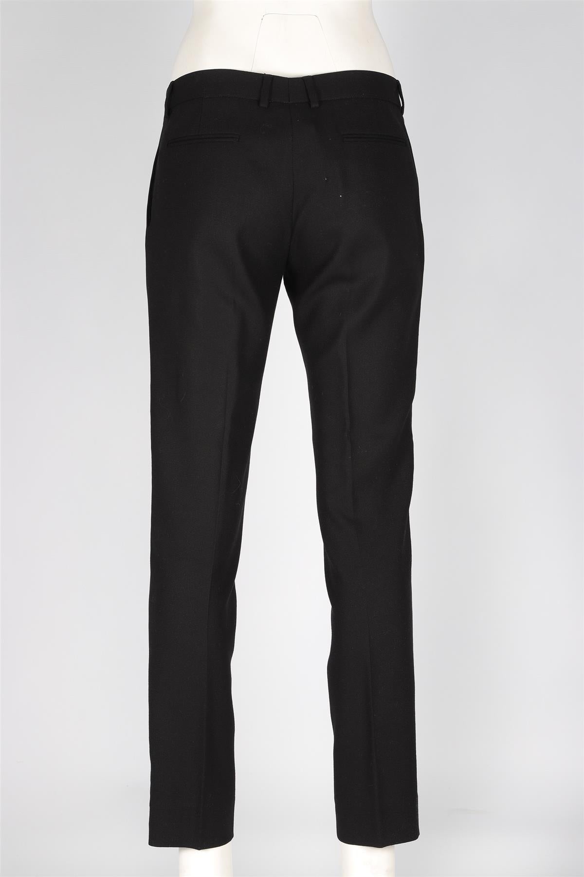 SAINT LAURENT BLACK WOOL STRAIGHT LEG PANTS FR 40 UK 12