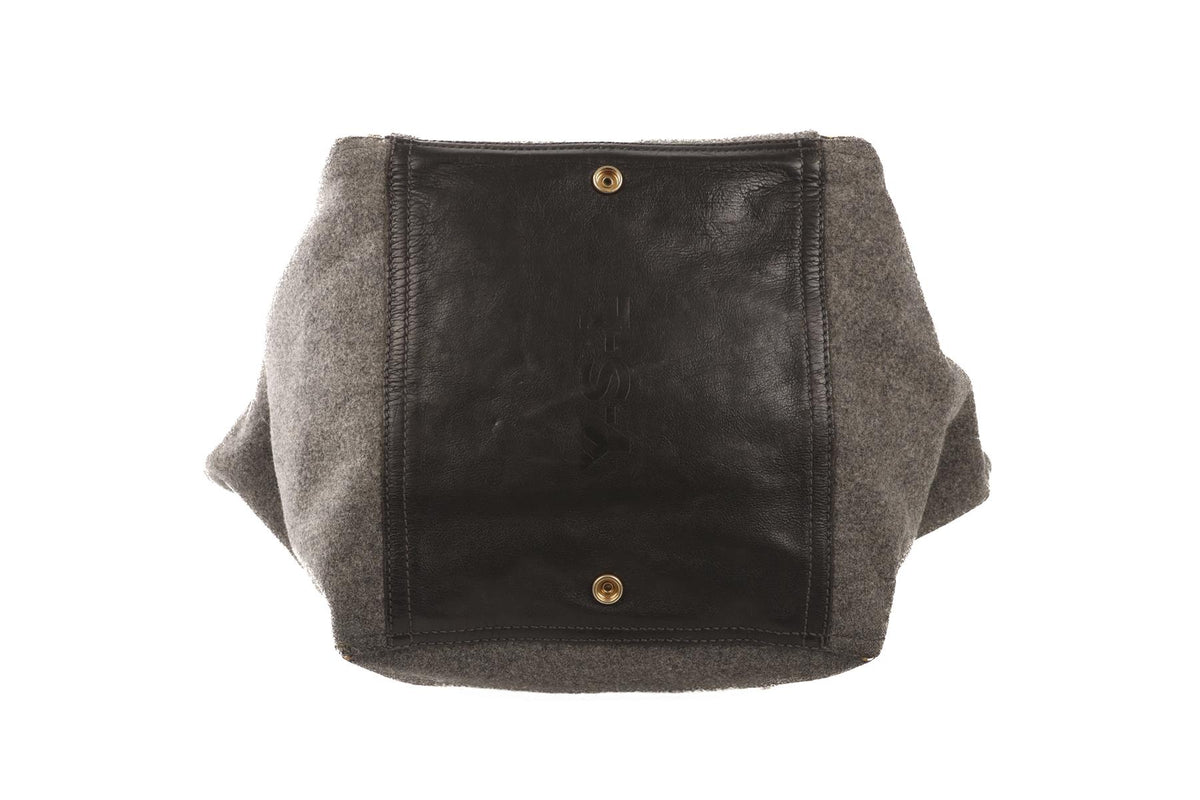 YVES SAINT LAURENT GREY DOWNTOWN FELT TOTE BAG