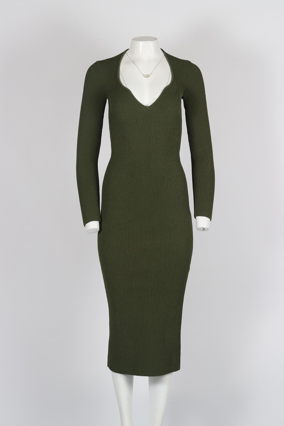 KHAITE RIBBED KNIT MIDI DRESS SMALL