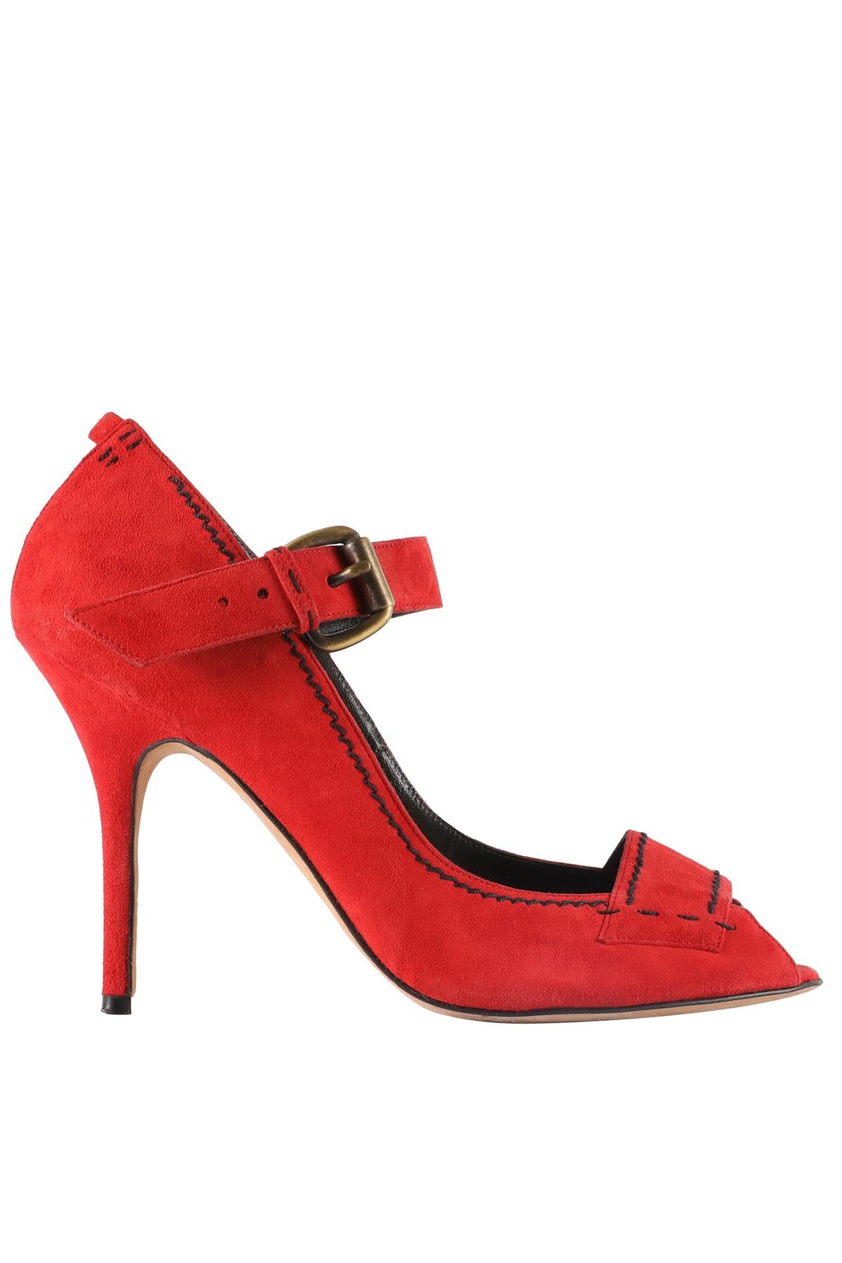 MANOLO BLAHNIK RED SUEDE PUMPS EU 39.5 UK 6.5 US 9.5