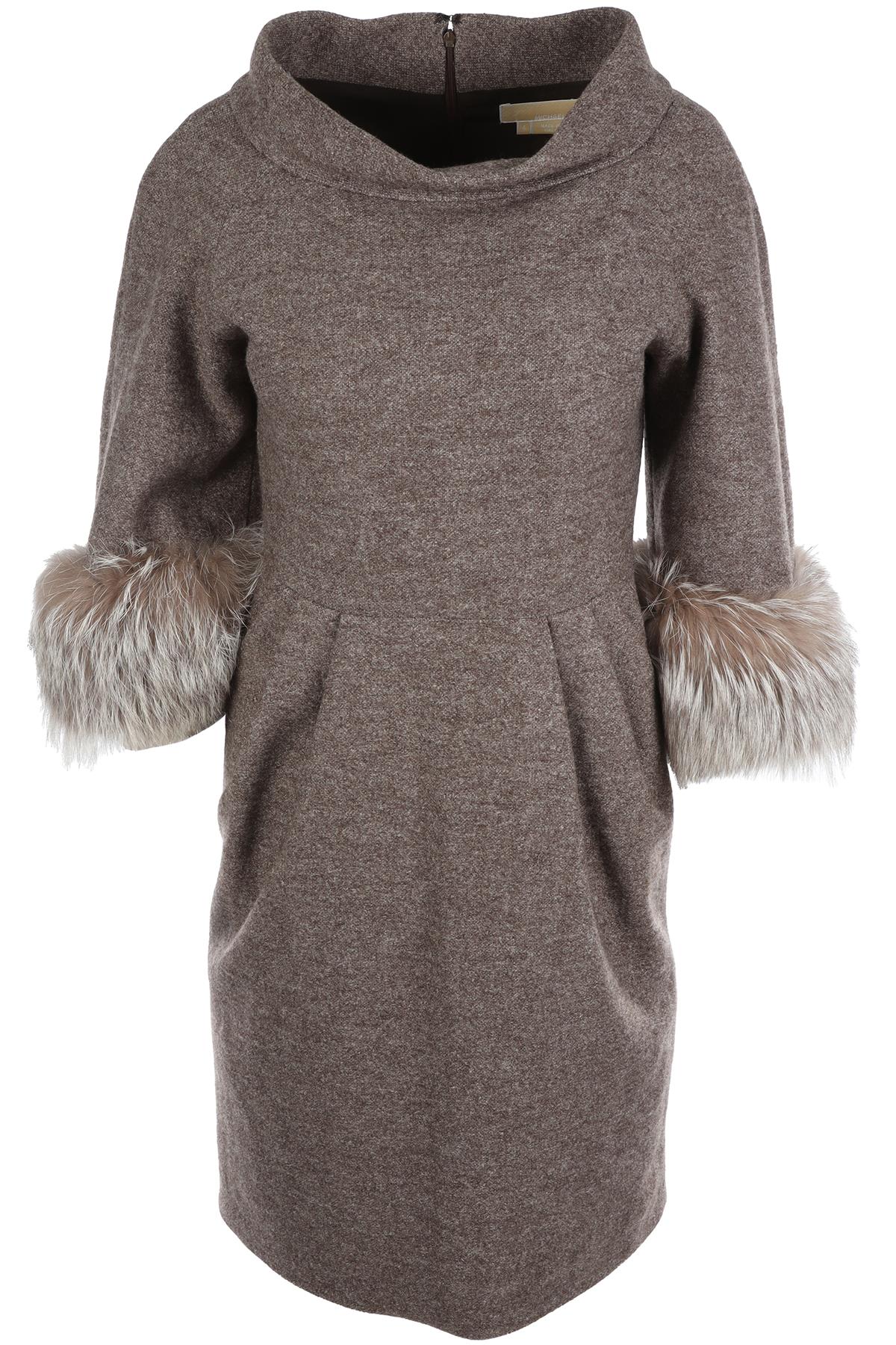 MICHAEL KORS BROWN WOOL DRESS US 4 UK 8