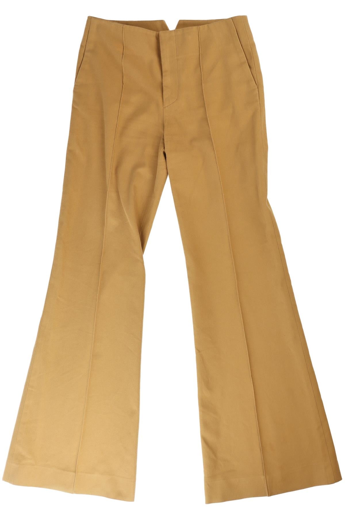 CHLOÉ TAN COTTON FLARED PANTS FR 36 UK 8