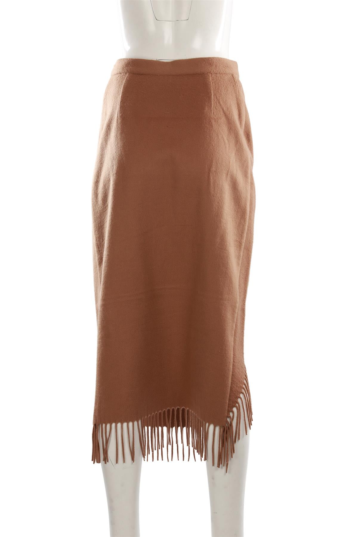 VALENTINO BROWN WOOL MIDI SKIRT UK 8