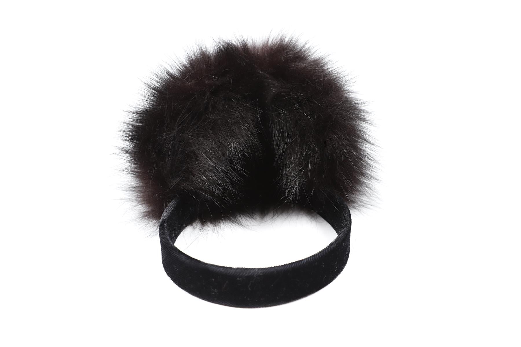 BRAND UNKNOWN BLACK FOX FUR EAR MUFFS