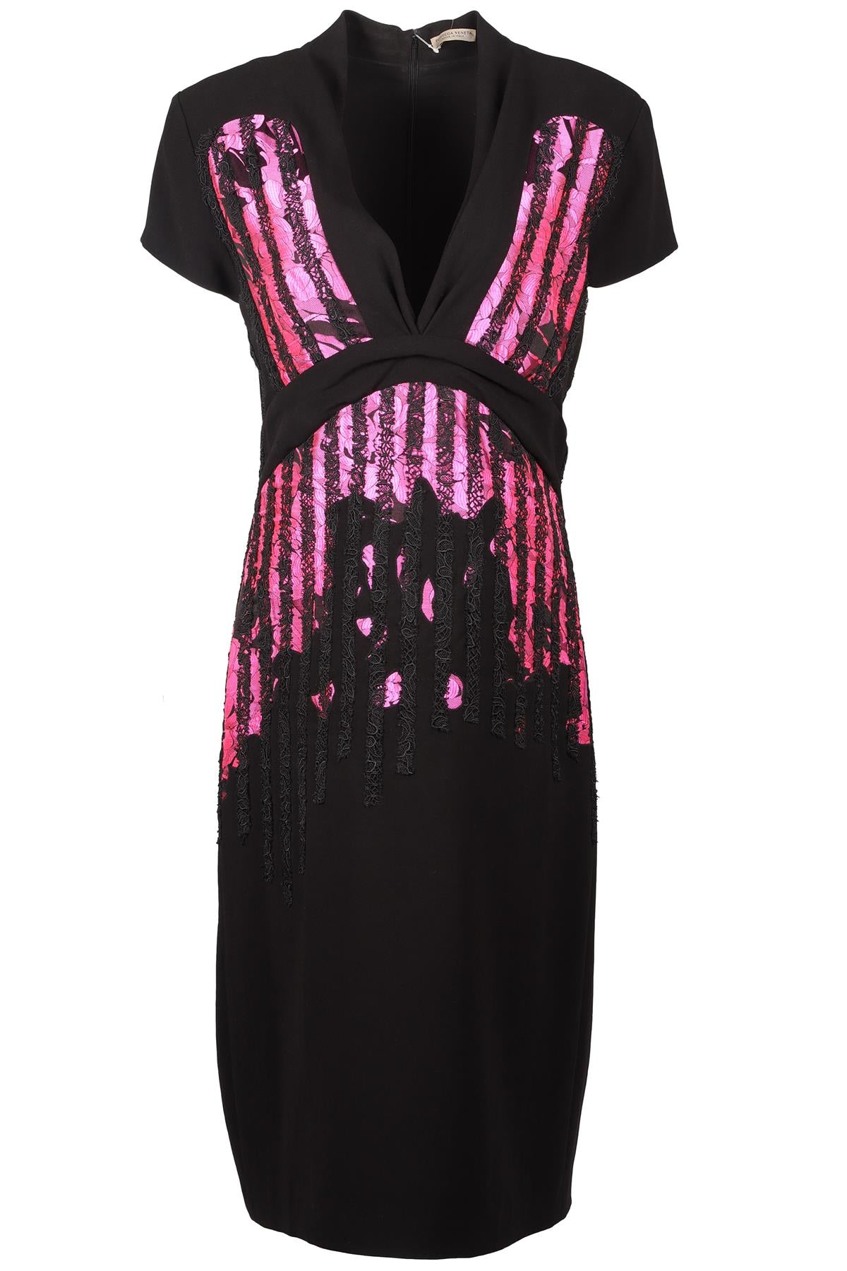 BOTTEGA VENETA BLACK CREPE MIDI DRESS IT 44 UK 12