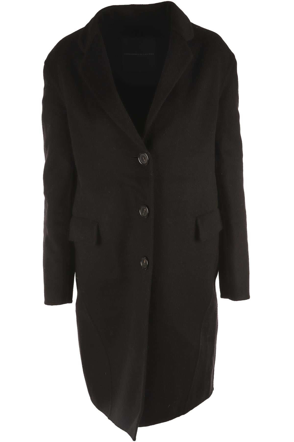 ERMANNO SCERVINO BLACK WOOL COAT IT 38 UK 6
