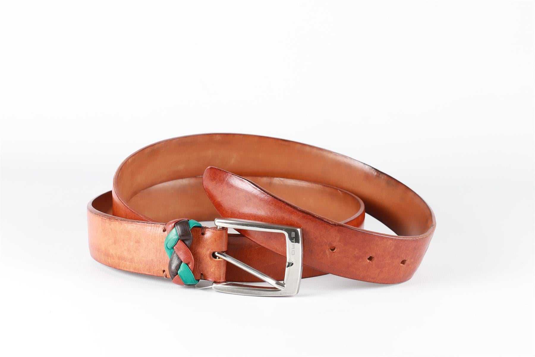 ETRO BROWN LEATHER BELT 110 CM