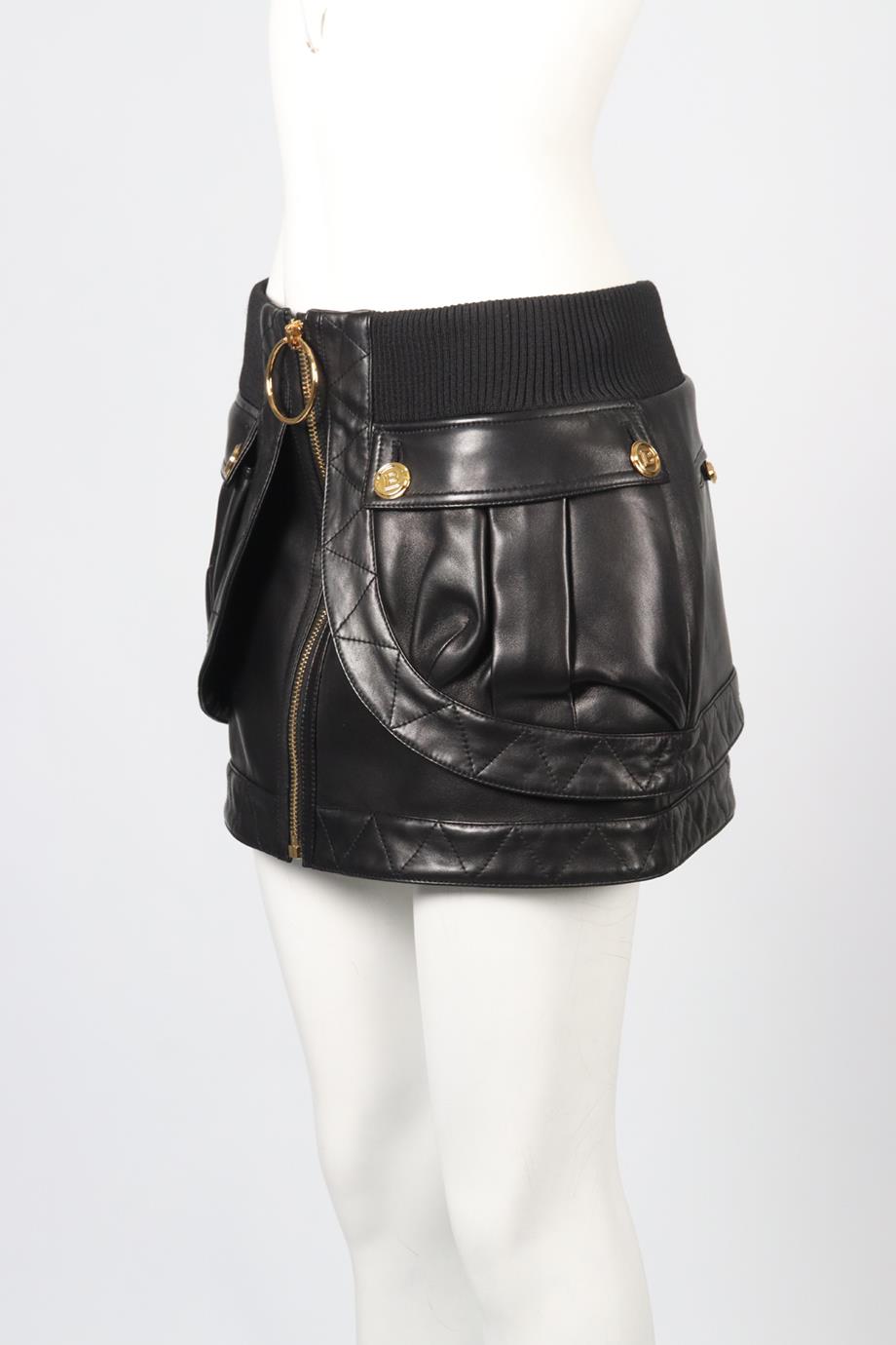 BALMAIN LEATHER MINI SKIRT FR 38 UK 10