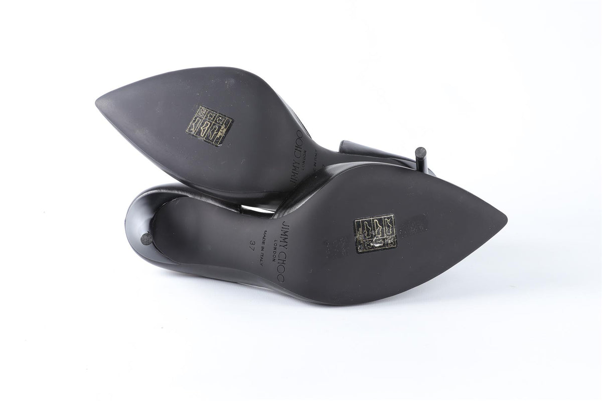 JIMMY CHOO BLACK LEATHER PUMPS EU 37 UK 4 US 7