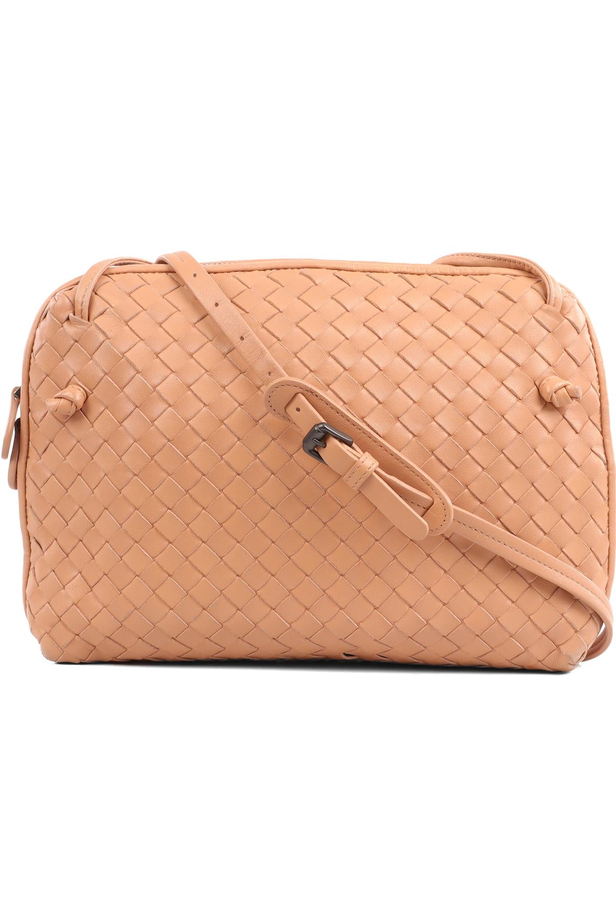BOTTEGA VENETA BEIGE NODINI INTRECCIATO LEATHER SHOULDER BAG