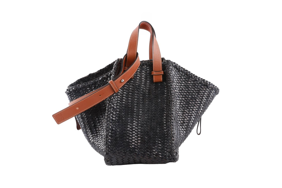 LOEWE NAVY HAMMOCK MEDIUM LEATHER TOTE BAG