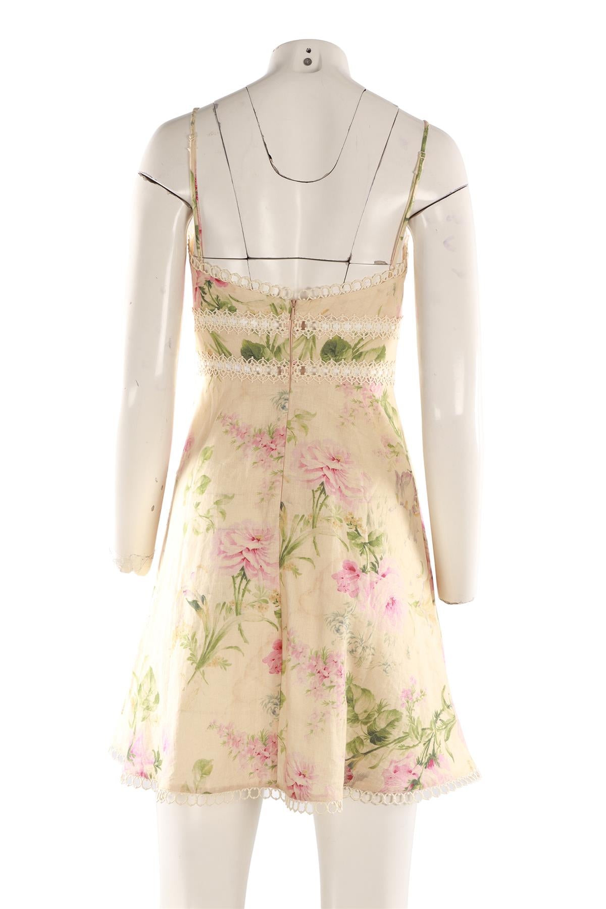 ZIMMERMANN BEIGE LINEN MINI DRESS 1 UK 10