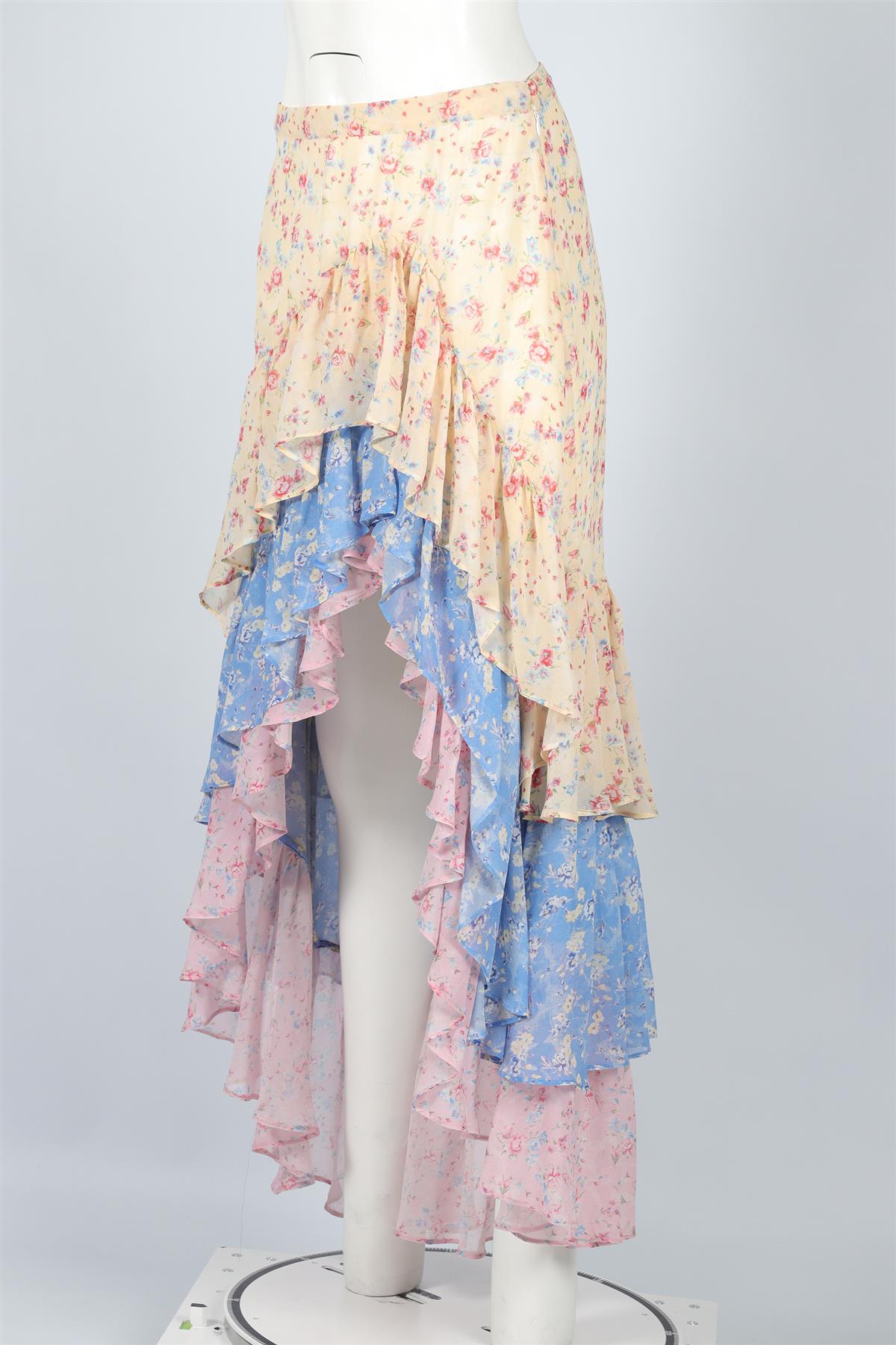 LOVESHACKFANCY MULTI SILK MAXI SKIRT US 6 UK 10