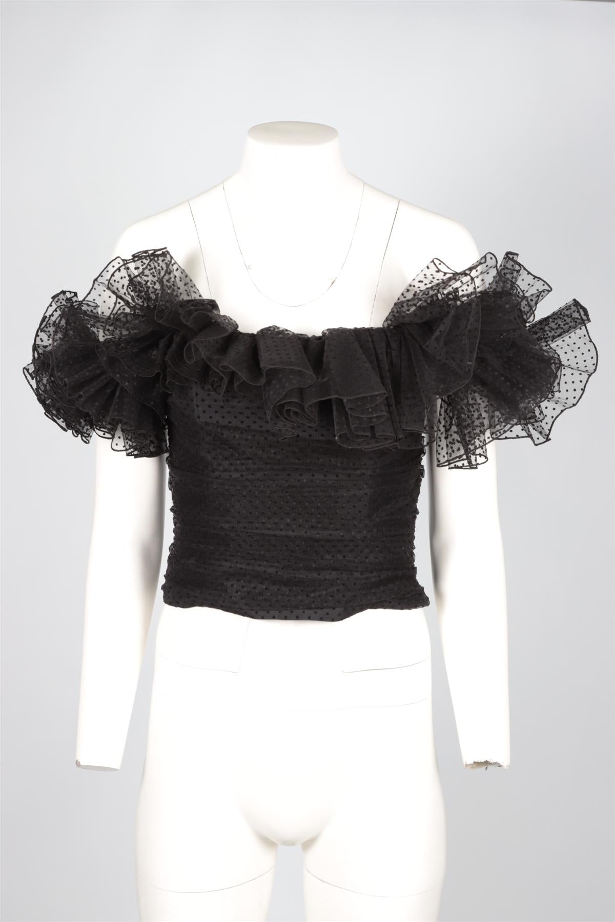 ALEXANDRE VAUTHIER BLACK TULLE TOP FR 36 UK 8