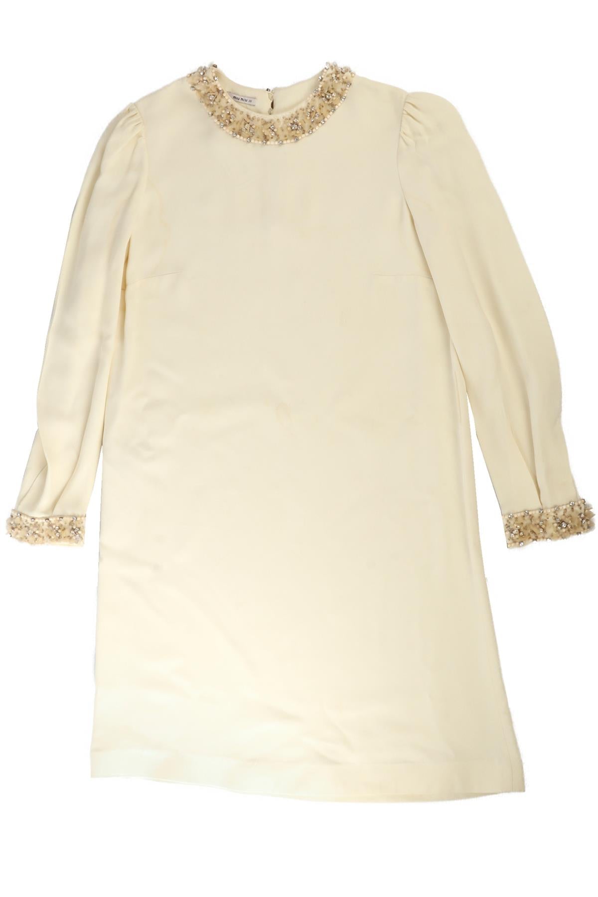 MIU MIU CREAM CREPE MIDI DRESS IT 38 UK 6