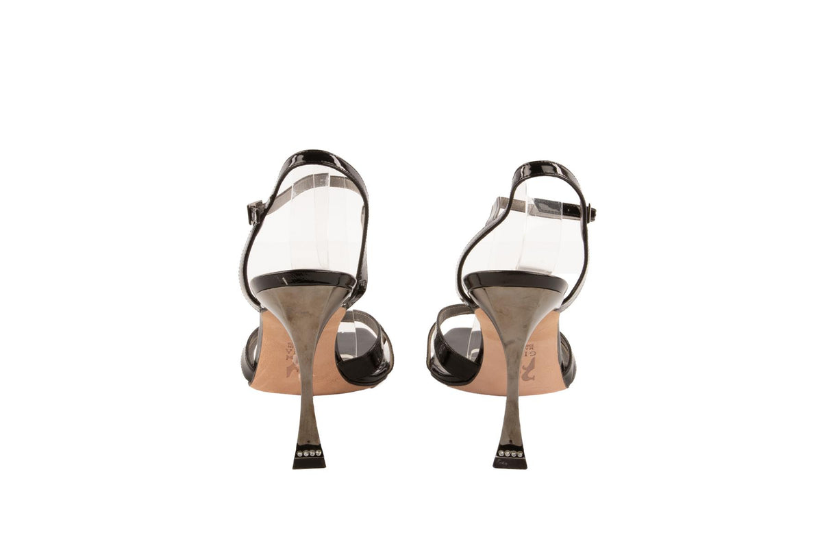 GINA BLACK PATENT LEATHER SANDALS EU 40 UK 7 US 10