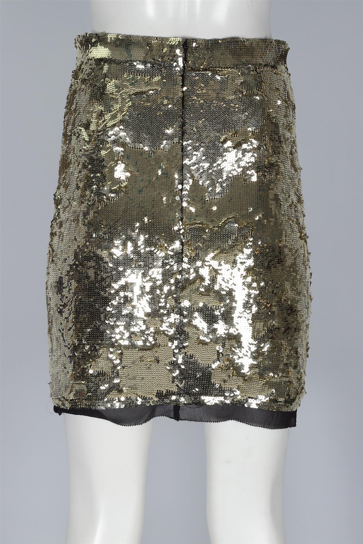 PROENZA SCHOULER GOLD SEQUIN MINI SKIRT US 2 UK 6