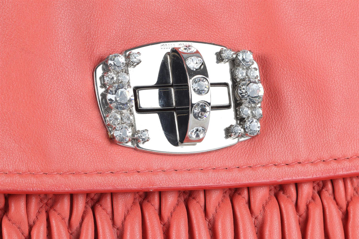 MIU MIU CORAL MATELASSÉ LEATHER SHOULDER BAG