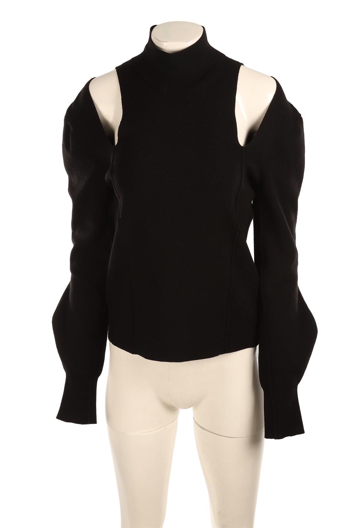 CHLOÉ BLACK WOOL TOP LARGE