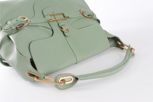 JIMMY CHOO GREEN TULITA LEATHER SHOULDER BAG