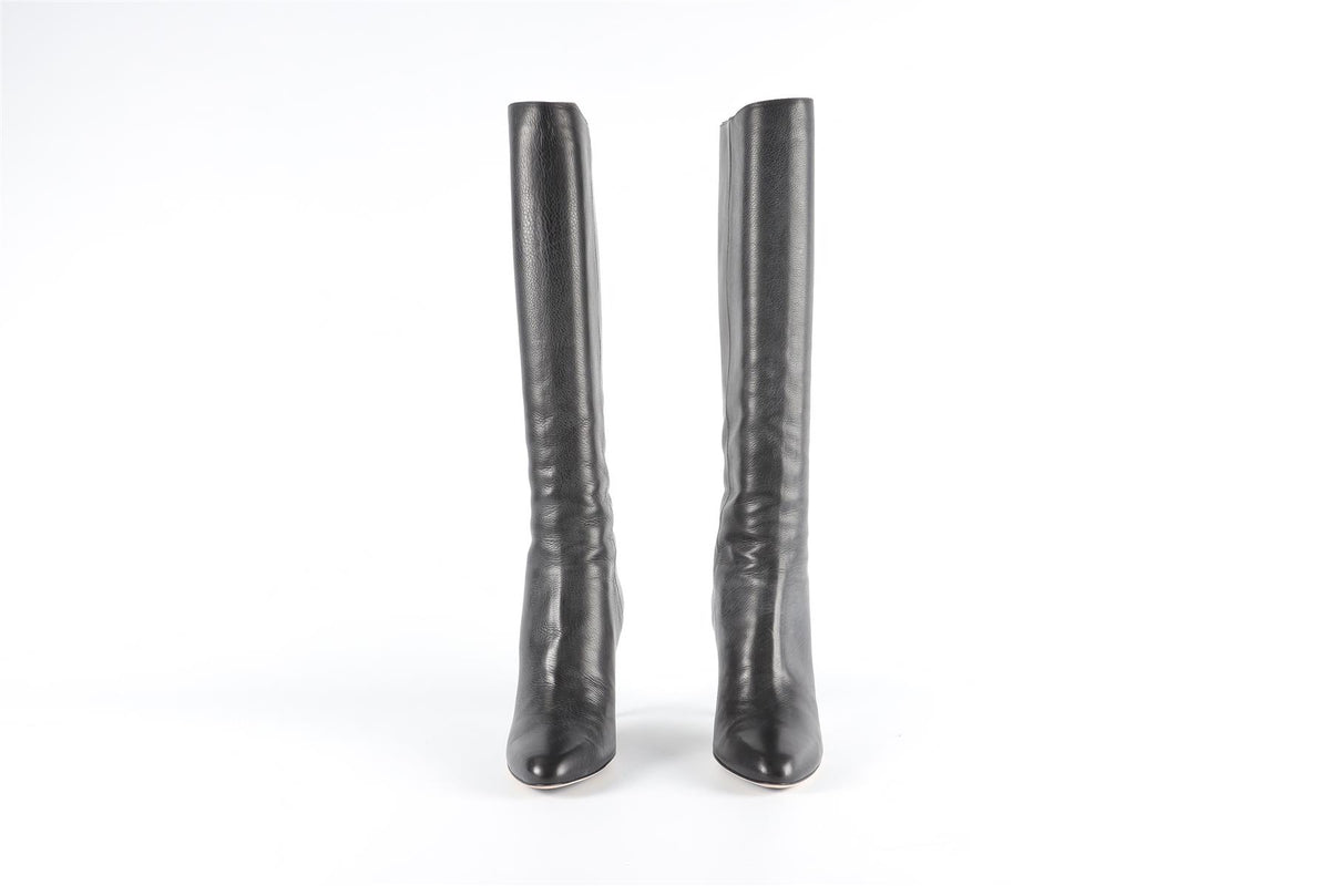 JIMMY CHOO BLACK LEATHER KNEE HIGH BOOTS EU 39 UK 6, US 9