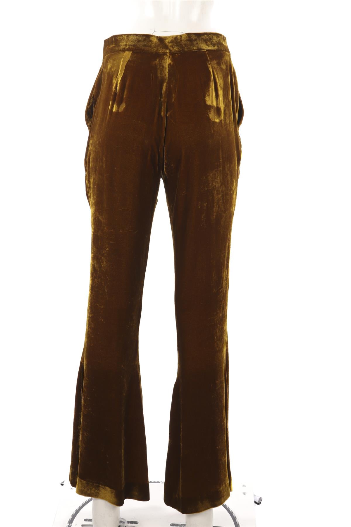 PETAR PETROV GOLD VELVET TROUSERS FLARED PANTS IT 40 UK 8