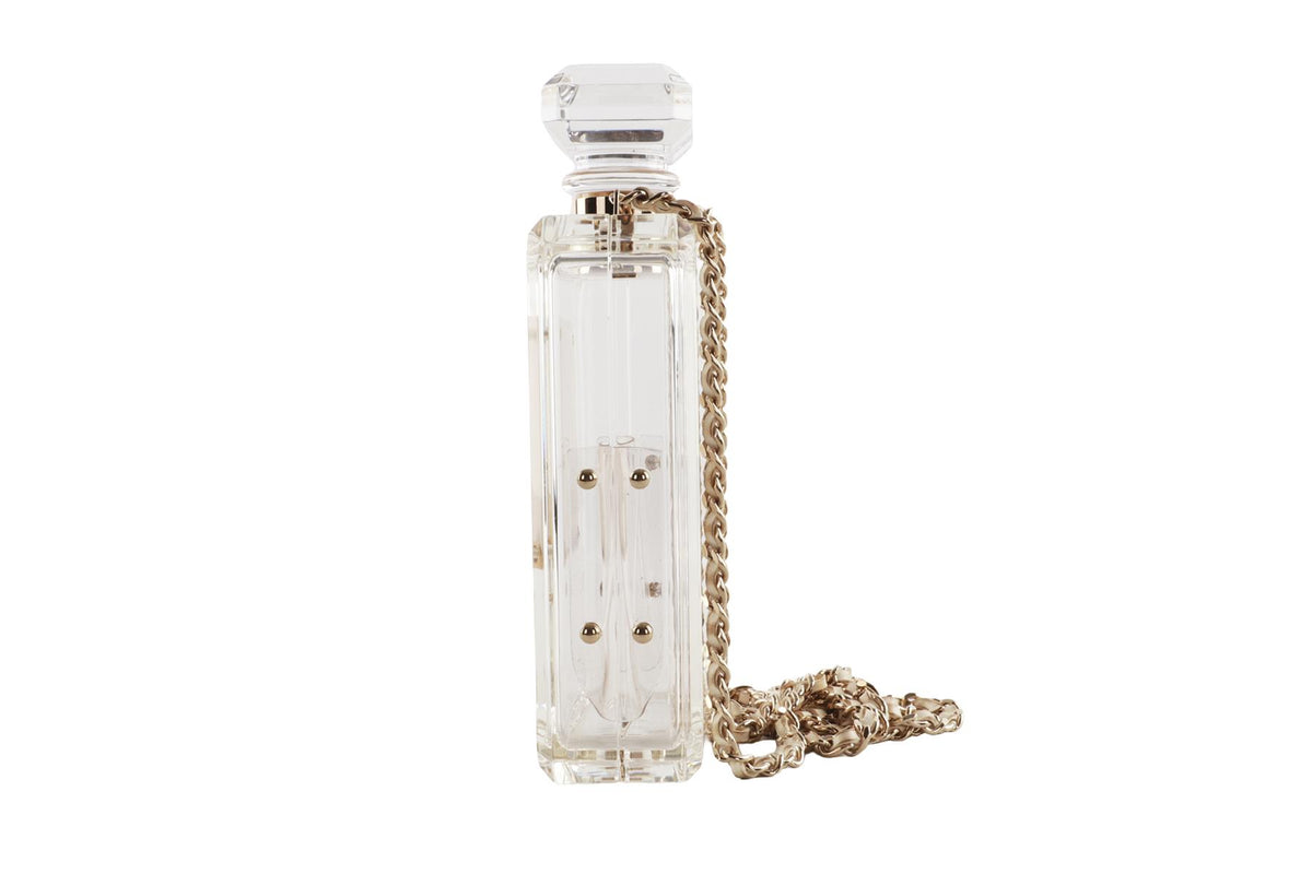 CHANEL NEUTRALS 2014 NO.5 PERFUME BOTTLE PLEXIGLASS SHOULDER BAG