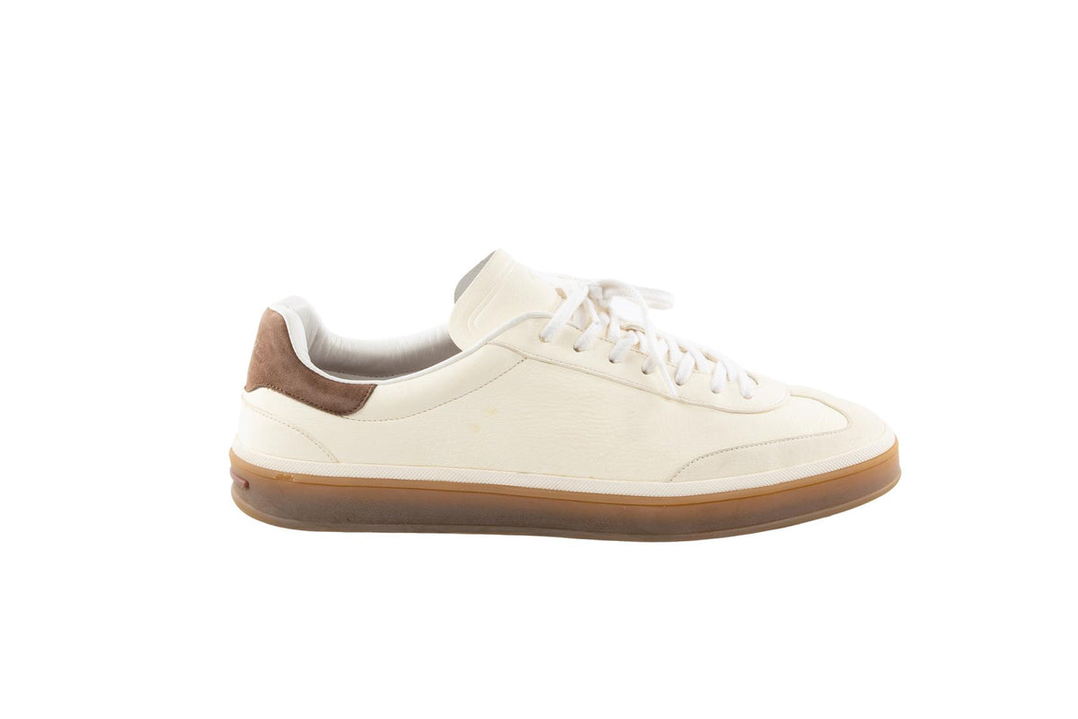 LORO PIANA CREAM MEN'S TENNIS WALK LEATHER SNEAKERS EU 46 UK 11 US 12