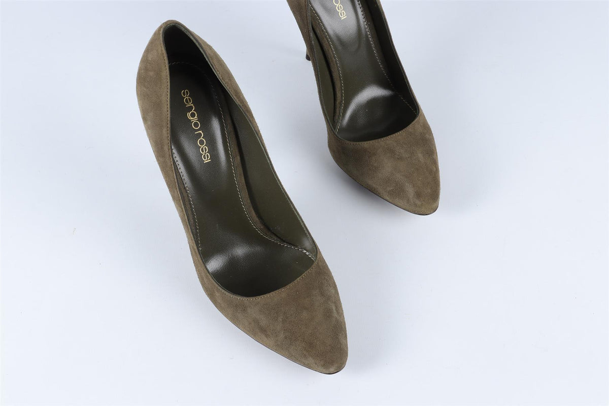 SERGIO ROSSI GREEN SUEDE PUMPS EU 38.5 UK 5.5 US 8.5