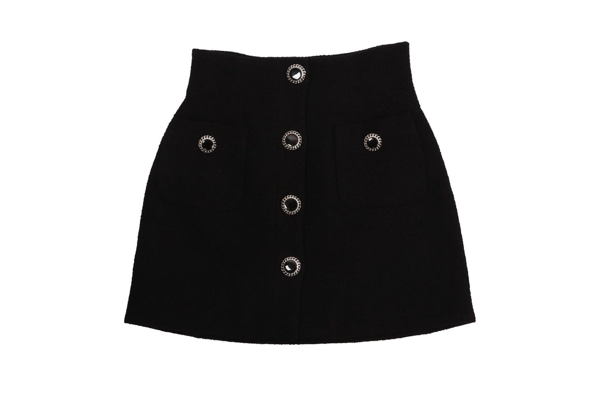 ALESSANDRA RICH BLACK WOOL MINI SKIRT IT 36 UK 4