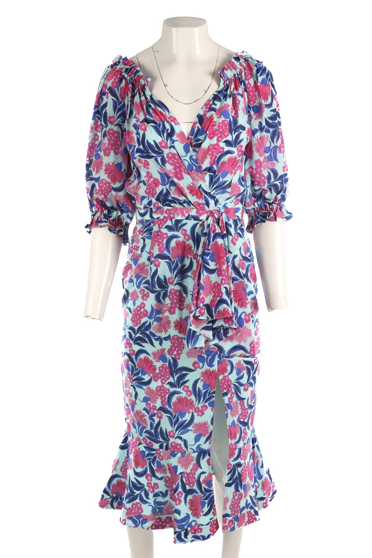 SALONI MULTI SILK MIDI DRESS UK 8
