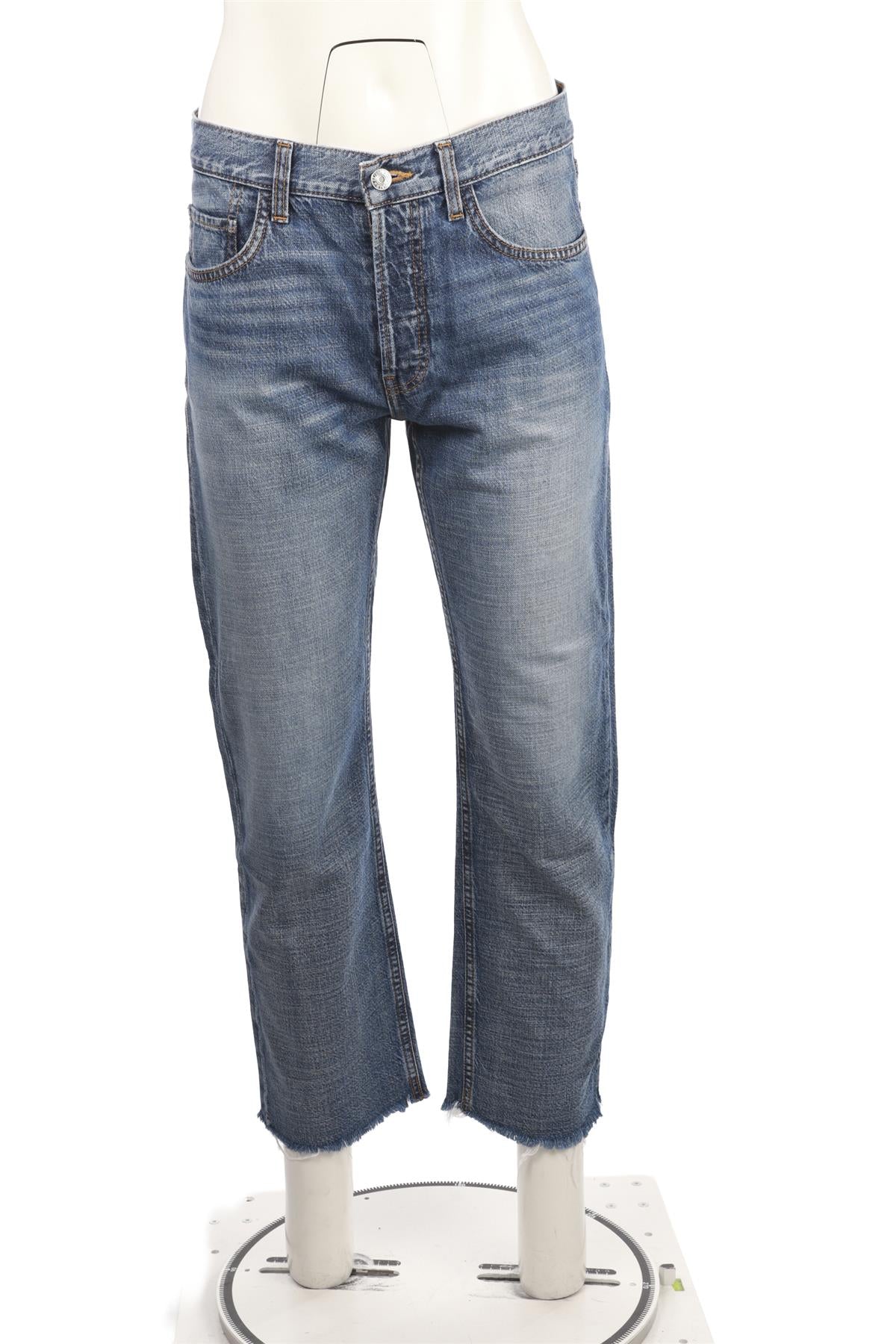 BLUE HIGH RISE STRAIGHT LEG JEANS