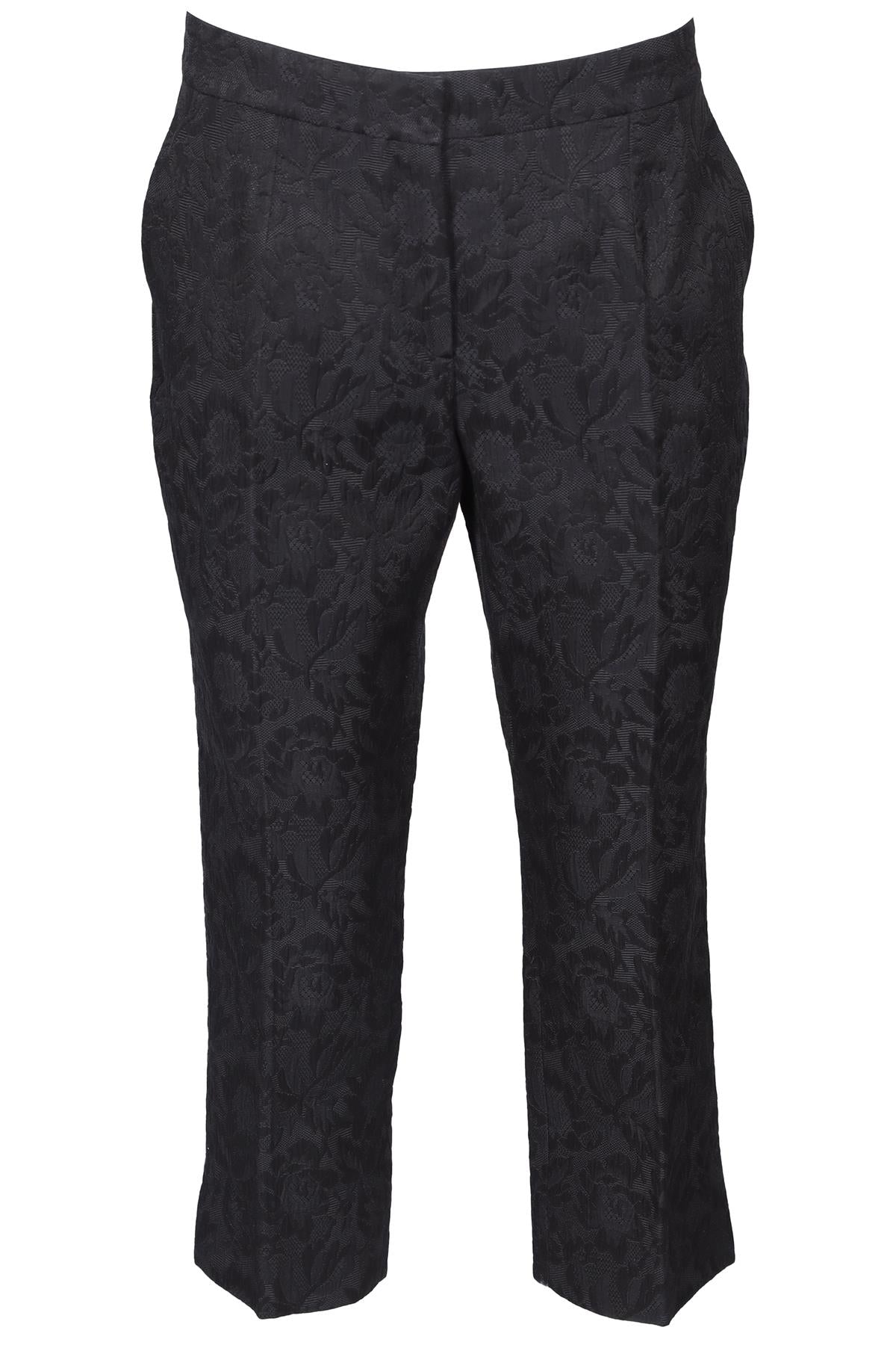 DOLCE & GABBANA BLACK COTTON STRAIGHT LEG PANTS IT 46 UK 14