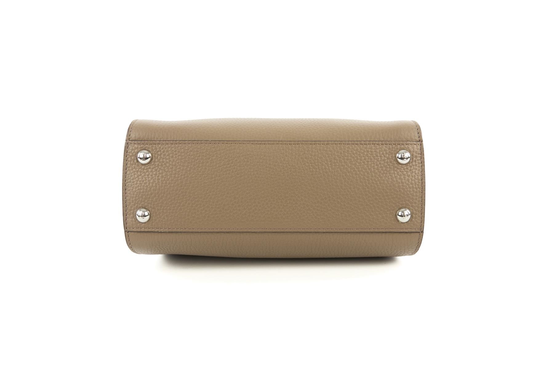 FENDI TAUPE PEEKABOO MINI LEATHER TOTE BAG