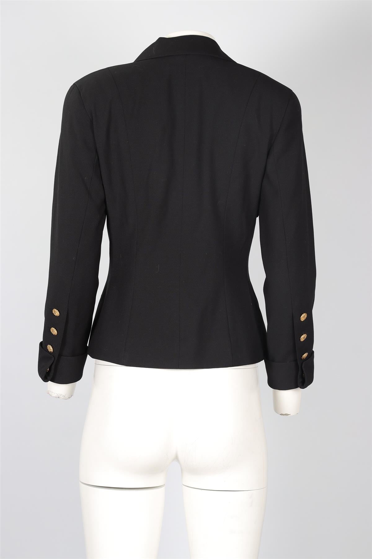 CHANEL BLACK 1988 CREPE BLAZER FR 36 UK 8
