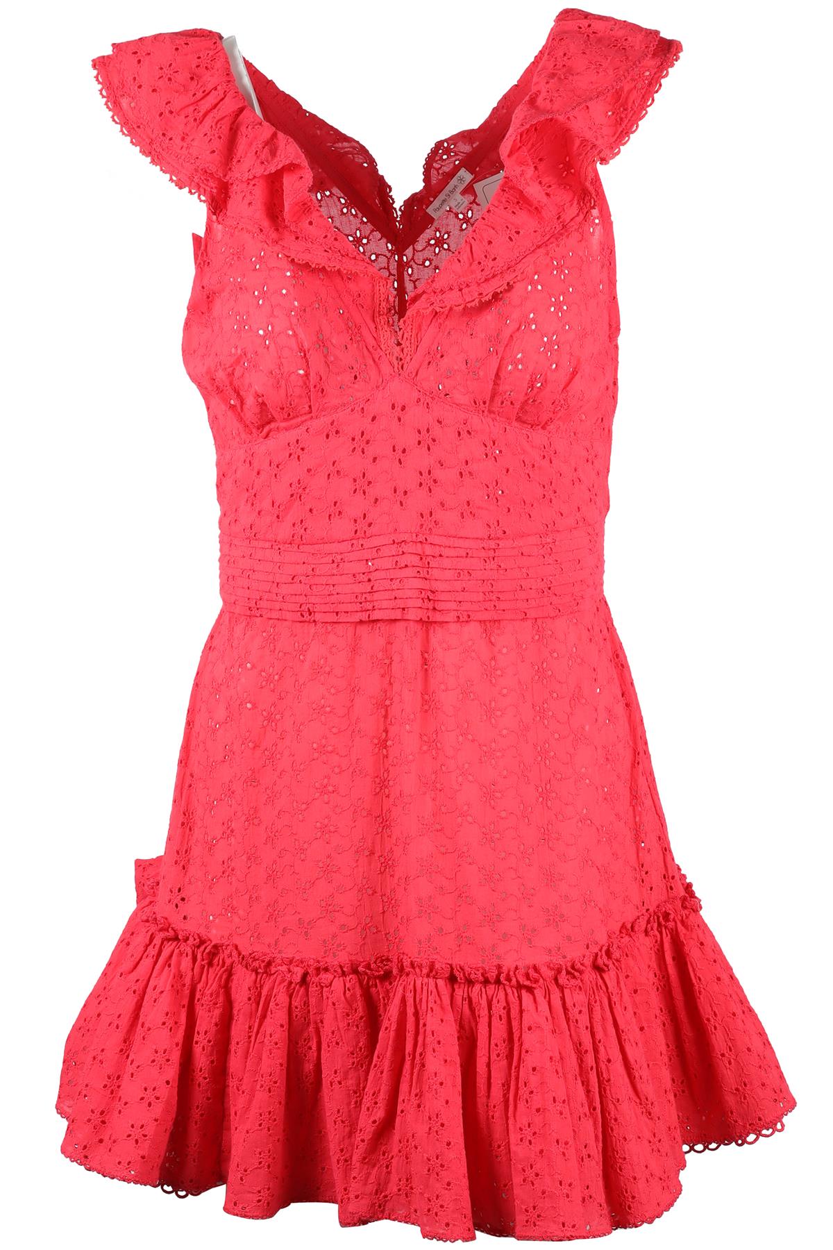 POUPETTE ST BARTH RED COTTON MINI DRESS SMALL
