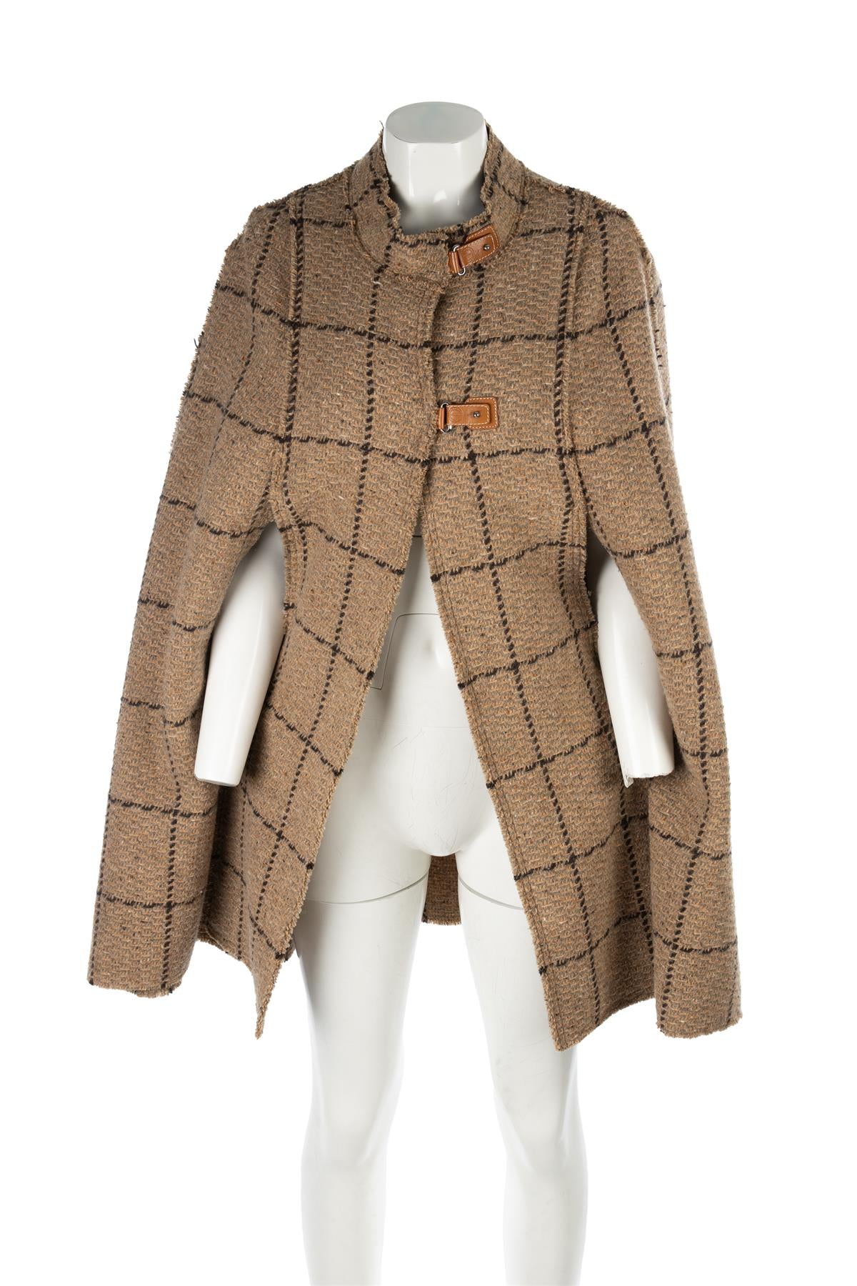 HOLLAND & HOLLAND BROWN WOOL CAPE FR 38 UK 10