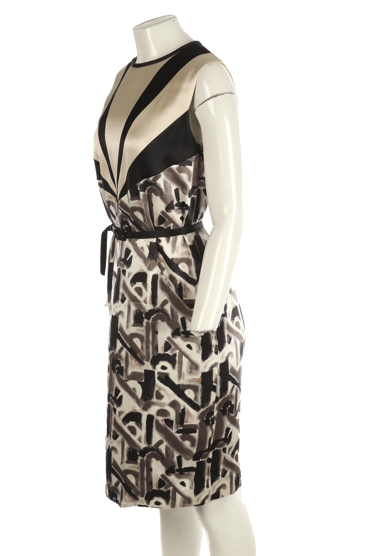 PRADA MULTI SILK MIDI DRESS IT 40 UK 8