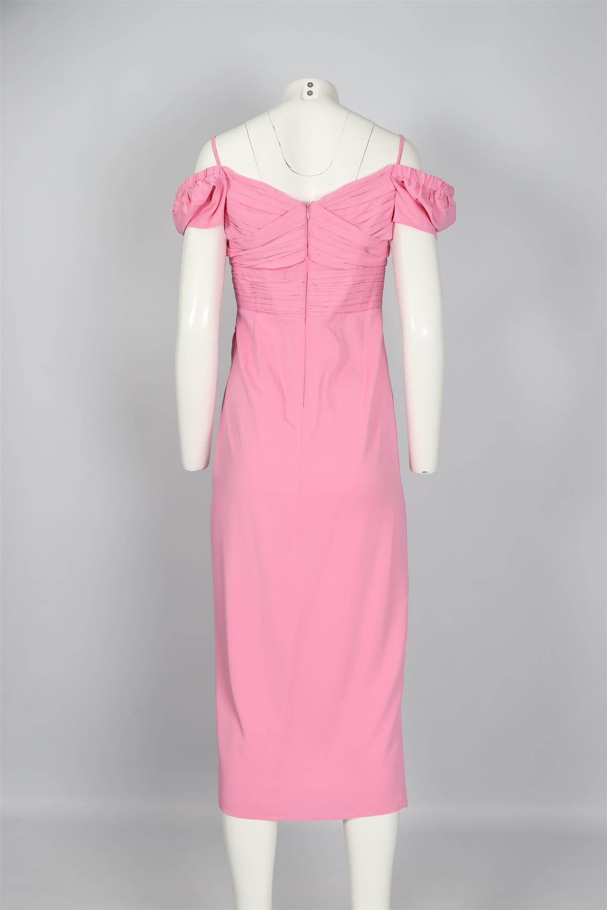 SELF-PORTRAIT PINK CREPE MIDI DRESS UK 12