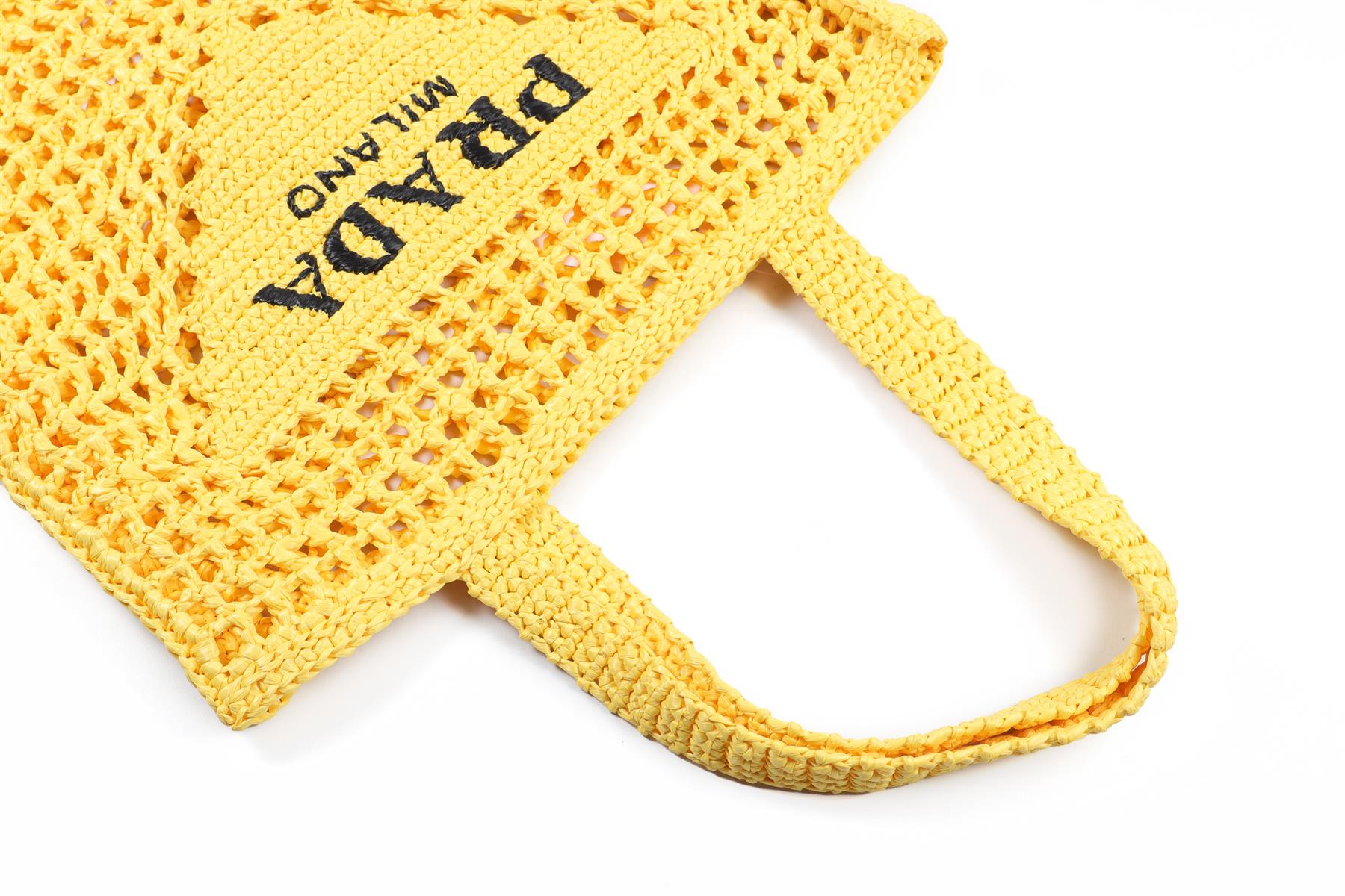 PRADA YELLOW RAFFIA TOTE BAG