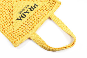 PRADA YELLOW RAFFIA TOTE BAG