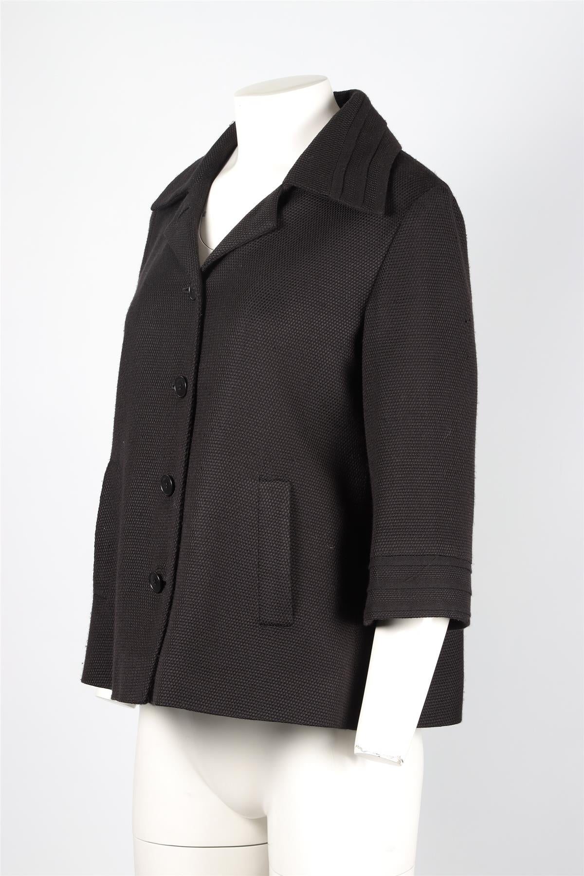 LORO PIANA BLACK WOVEN JACKET IT 46 UK 14