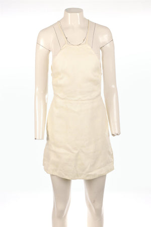 BONDI BORN YELLOW LINEN MINI DRESS XSMALL