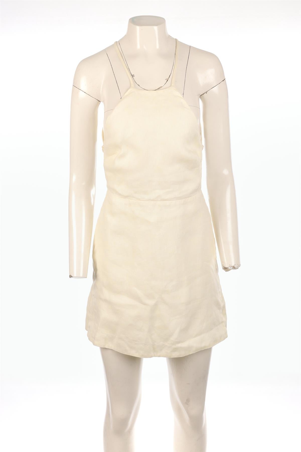BONDI BORN YELLOW LINEN MINI DRESS XSMALL