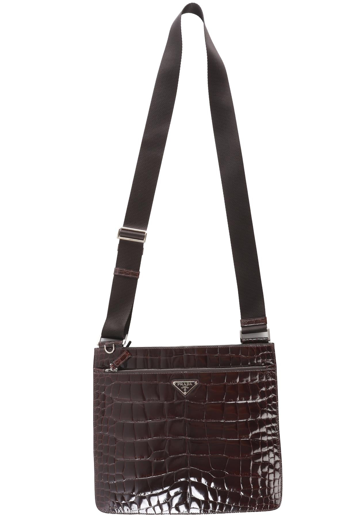 PRADA BROWN 2006 CROCODILE CROSSBODY BAG