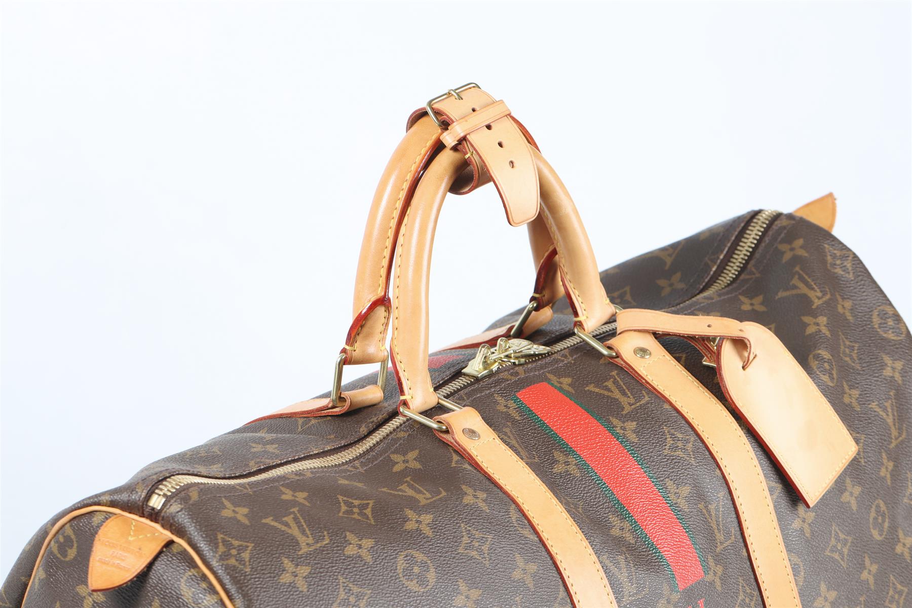 LOUIS VUITTON BROWN 2010 KEEPALL BANDOULIÈRE 50 COATED CANVAS TOTE BAG